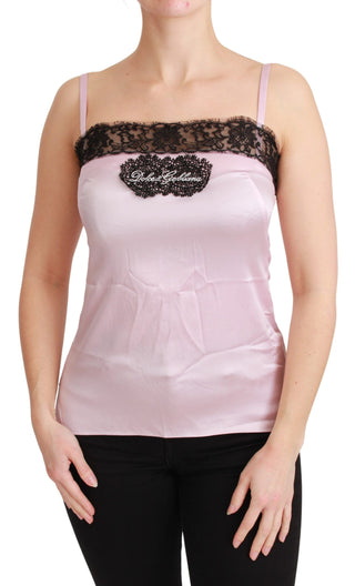 Dolce &amp; Gabbana Elegant Silk Lace Detail Tank Top