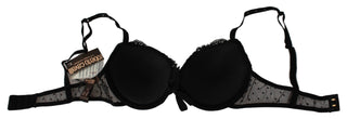 Roberto Cavalli Elegant Black Lace Push-Up Bra