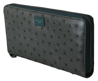 Dolce &amp; Gabbana Exquisite Green Ostrich Leather Continental Wallet