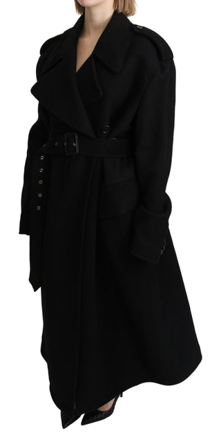 Dolce &amp; Gabbana Elegant Black Wool Trenchcoat