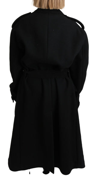 Dolce &amp; Gabbana Elegant Black Wool Trenchcoat