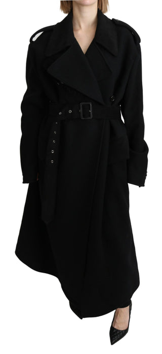 Dolce &amp; Gabbana Elegant Black Wool Trenchcoat