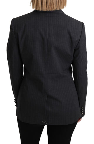 Dolce &amp; Gabbana Elegant Gray Striped Cotton Blazer