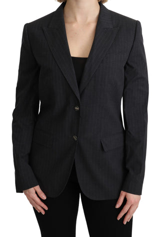 Dolce &amp; Gabbana Elegant Gray Striped Cotton Blazer