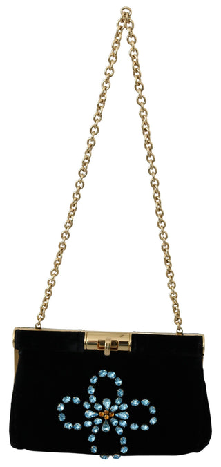 Dolce &amp; Gabbana Velvet Evening Party Crossbody with Crystal Studs