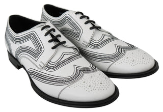 Dolce &amp; Gabbana Elegant White Leather Derby Shoes