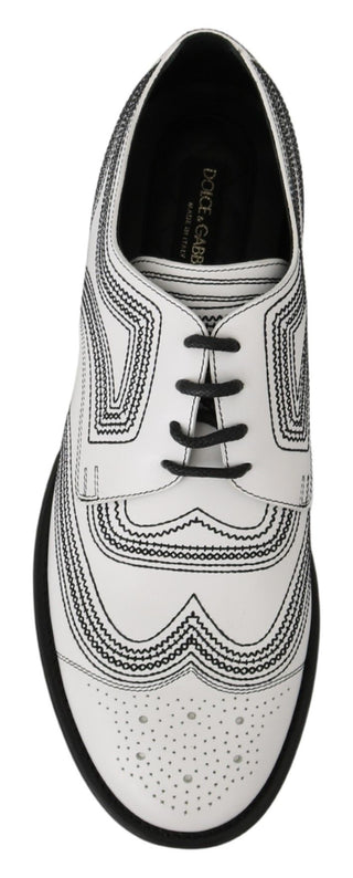 Dolce &amp; Gabbana Elegant White Leather Derby Shoes