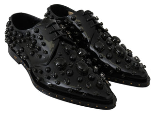 Dolce &amp; Gabbana Elegant Black Dress Shoes with Crystals