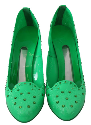 Dolce &amp; Gabbana Enchanting Crystal Cinderella Pumps in Lush Green