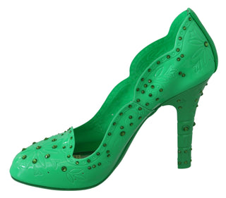 Dolce &amp; Gabbana Enchanting Crystal Cinderella Pumps in Lush Green