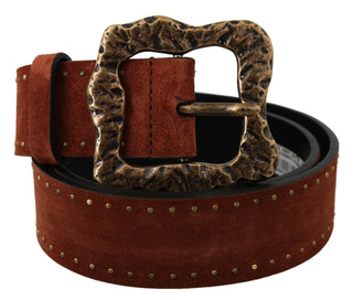 Dolce &amp; Gabbana Elegant Suede Leather Belt with Gold Studs