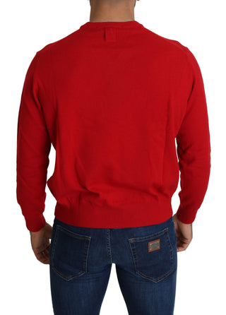 Billionaire Italian Couture Iconic Embroidered Red Wool Sweater