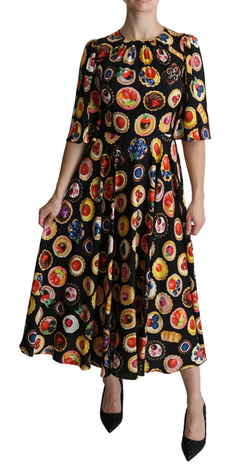 Dolce &amp; Gabbana Chic Multicolor Maxi Desserts Print Dress