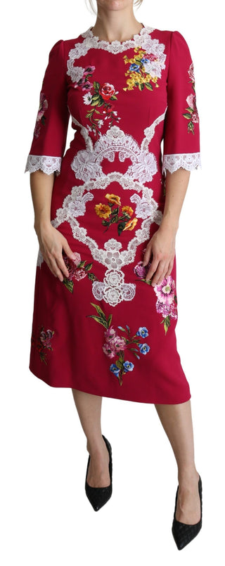 Dolce &amp; Gabbana Floral Embroidered Sheath Midi Dress