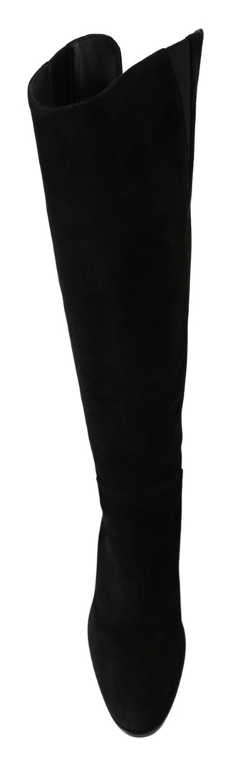 Dolce &amp; Gabbana Elegant Black Suede Knee High Boots