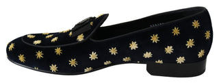 Dolce &amp; Gabbana Elegant Velvet Crown Embroidery Loafers