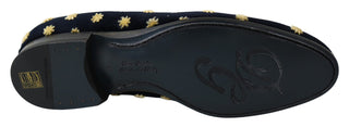 Dolce &amp; Gabbana Elegant Velvet Crown Embroidery Loafers