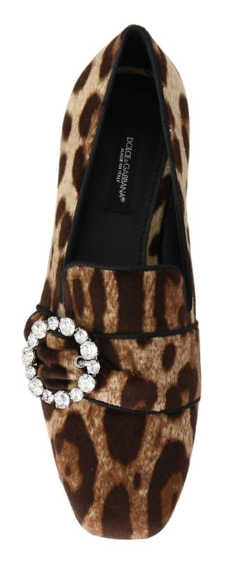 Dolce &amp; Gabbana Leopard Print Crystal Embellished Loafers