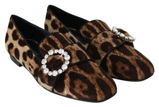 Dolce &amp; Gabbana Leopard Print Crystal Embellished Loafers