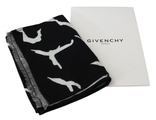 Givenchy Elegant Unisex Wool-Silk Scarf in Black &amp; White