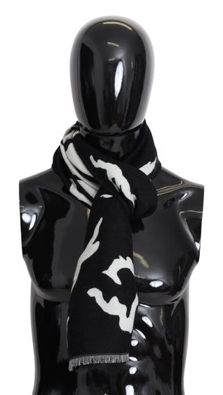 Givenchy Elegant Unisex Wool-Silk Scarf in Black &amp; White