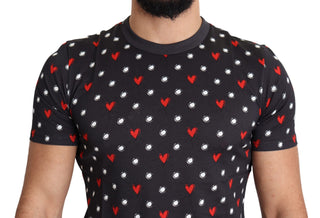 Dolce &amp; Gabbana Chic Gray Cotton T-Shirt with Heart Prints