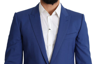 Dolce &amp; Gabbana Exquisite Blue Wool Martini Blazer Jacket