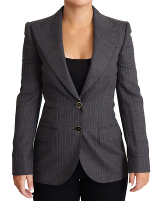 Dolce &amp; Gabbana Elegant Gray Stretch Wool Blazer