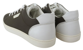 Dolce &amp; Gabbana Sleek White Leather Low Top Sneakers