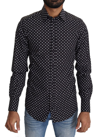 Dolce &amp; Gabbana Elegant Polka Dot Men's Long Sleeve Shirt