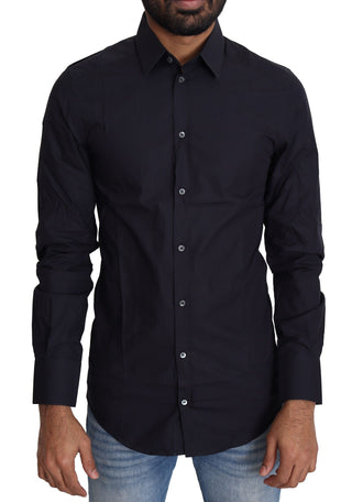 Dolce &amp; Gabbana Navy Blue Slim Fit Gold Series Dress Shirt