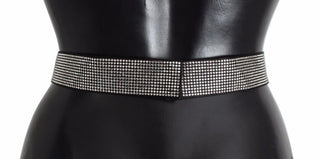 Dolce &amp; Gabbana Black Silk Crystal Bow Waist Belt Elegance