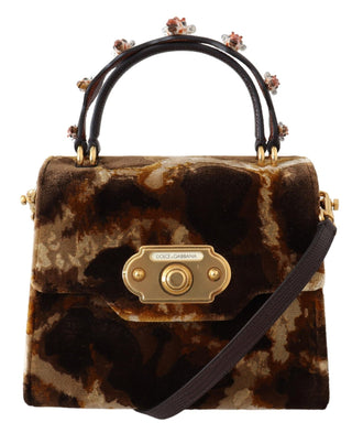 Dolce &amp; Gabbana Elegant Giraffe Pattern Welcome Bag with Gold Accents