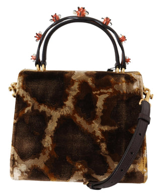 Dolce &amp; Gabbana Elegant Giraffe Pattern Welcome Bag with Gold Accents