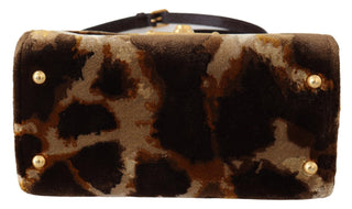 Dolce &amp; Gabbana Elegant Giraffe Pattern Welcome Bag with Gold Accents