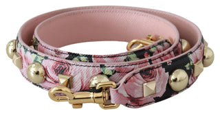 Dolce &amp; Gabbana Floral Gold Stud Leather Strap in Pink