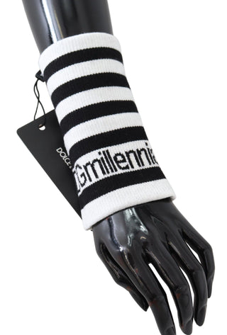 Dolce &amp; Gabbana Elegant Black &amp; White Wool Blend Wrist Wrap