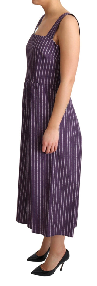 Dolce &amp; Gabbana Elegant Sleeveless A-Line Purple Stripe Dress