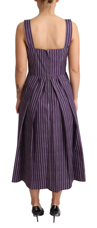 Dolce &amp; Gabbana Elegant Sleeveless A-Line Purple Stripe Dress