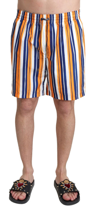 Dolce &amp; Gabbana Multicolor Striped Swim Shorts Trunks