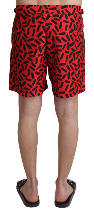 Dolce &amp; Gabbana Chic Red Swim Trunks Boxer Shorts