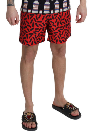 Dolce &amp; Gabbana Chic Red Swim Trunks Boxer Shorts