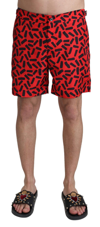 Dolce &amp; Gabbana Chic Red Swim Trunks Boxer Shorts