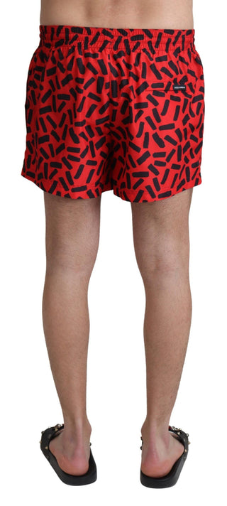 Dolce &amp; Gabbana Radiant Red Drawstring Swim Trunks