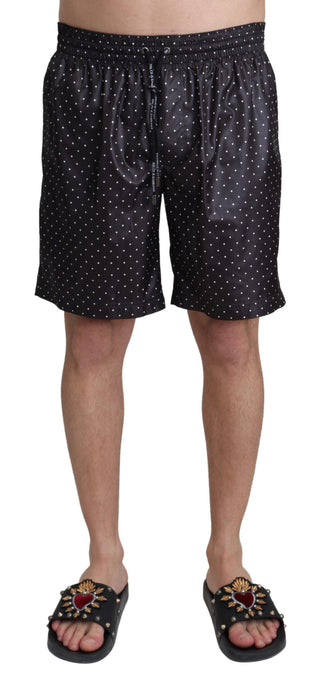 Dolce &amp; Gabbana Chic Black Polka Dot Men's Swim Trunks