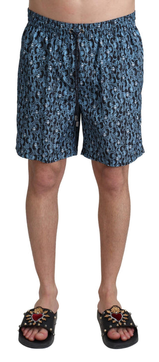 Dolce &amp; Gabbana Chic Blue Drawstring Swim Trunks