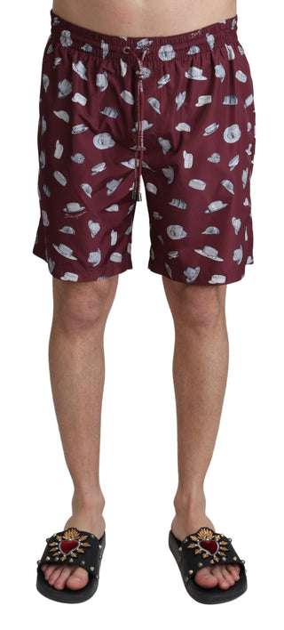 Dolce &amp; Gabbana Elegant Maroon Beachwear Trunks