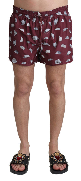 Dolce &amp; Gabbana Maroon Elegance Men's Swimming Trunks