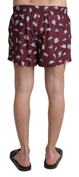 Dolce &amp; Gabbana Maroon Elegance Men's Swimming Trunks