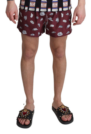 Dolce &amp; Gabbana Maroon Elegance Men's Swimming Trunks